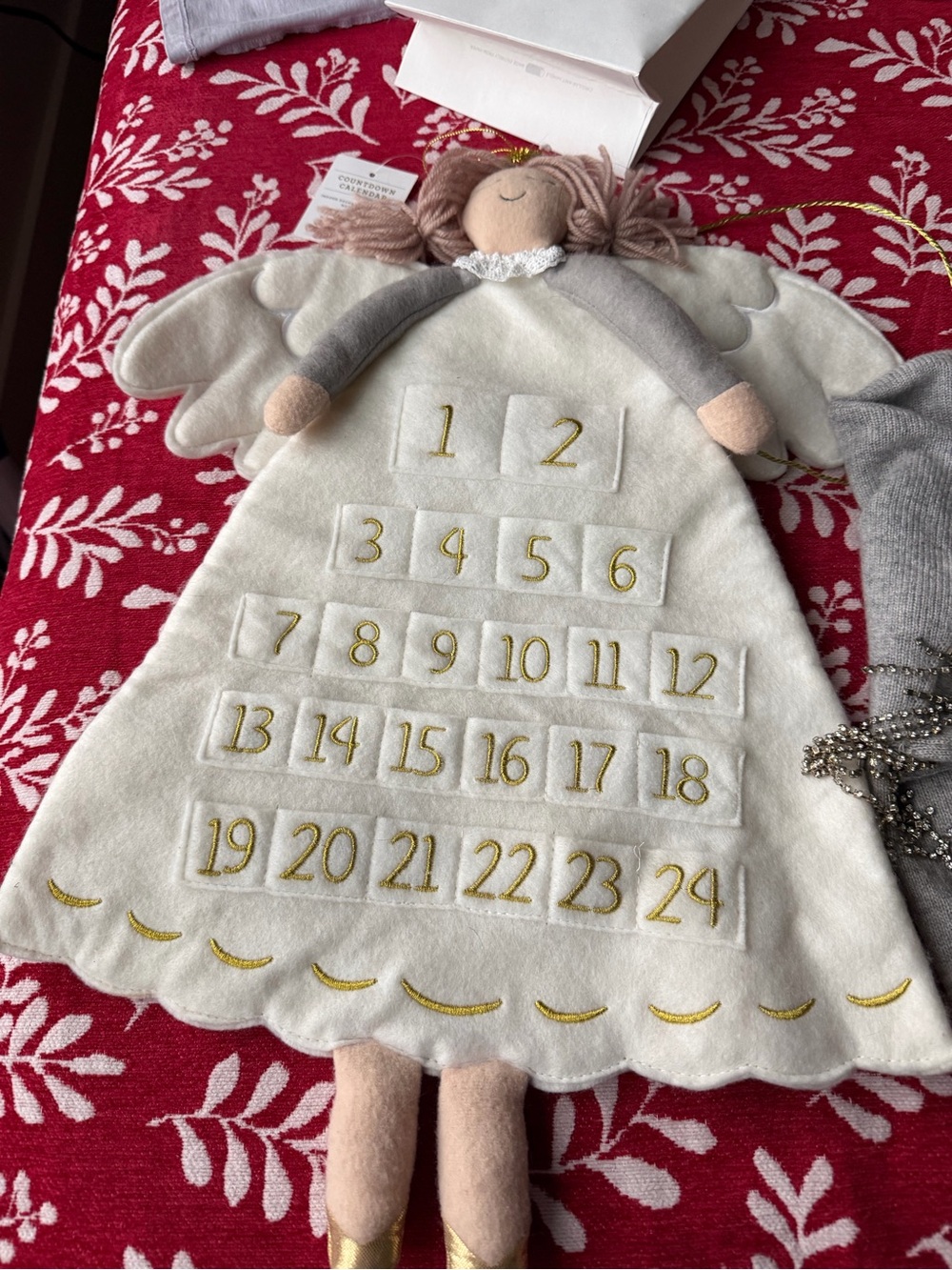 Wondershop Plush Angel Advent Calendar in White and Gray